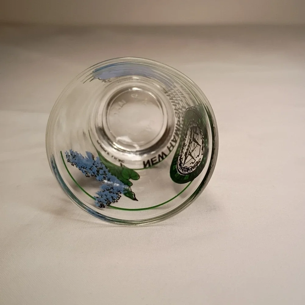 New Hampshire Shot Glass Made in Taiwan‎ Souvenir Purple Finch Lilac
